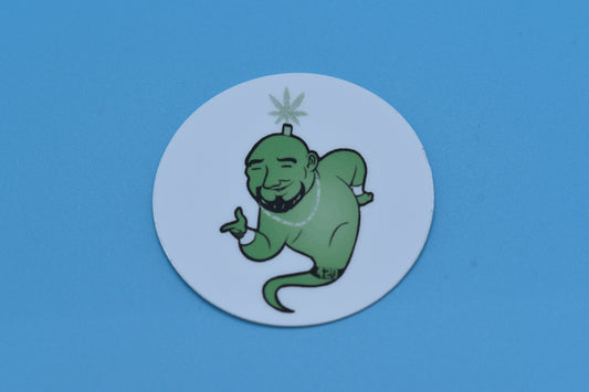 Weed Genie - Circle stickers Size: 2″ × 2″ (TheJordansCompany)