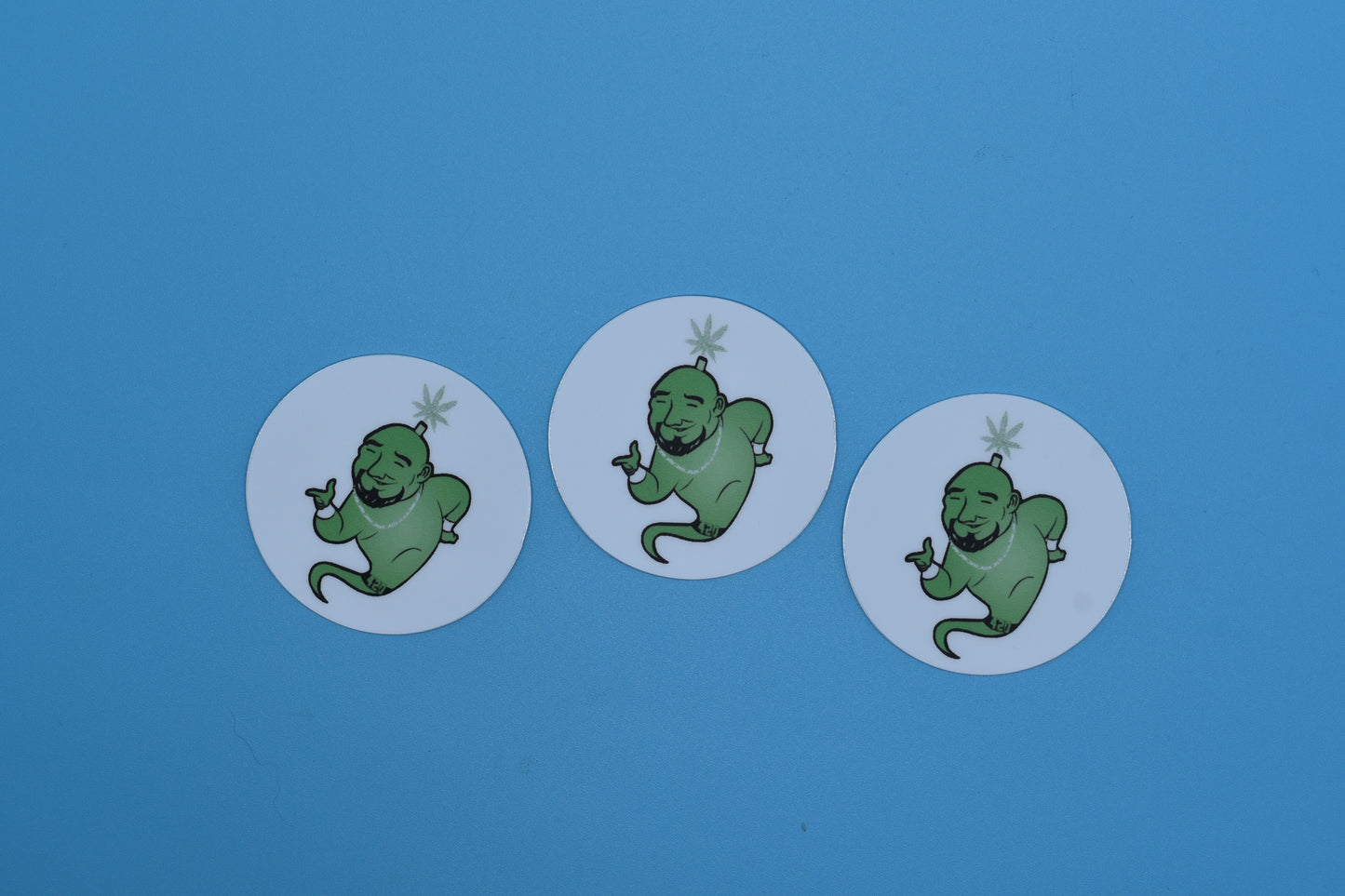 Weed Genie - Circle stickers Size: 2″ × 2″ (TheJordansCompany)