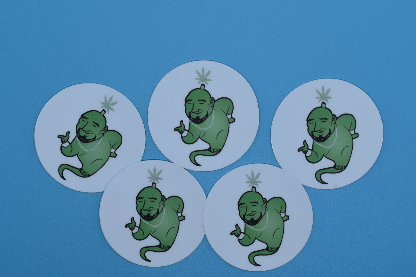 Weed Genie - Circle stickers Size: 2″ × 2″ (TheJordansCompany)