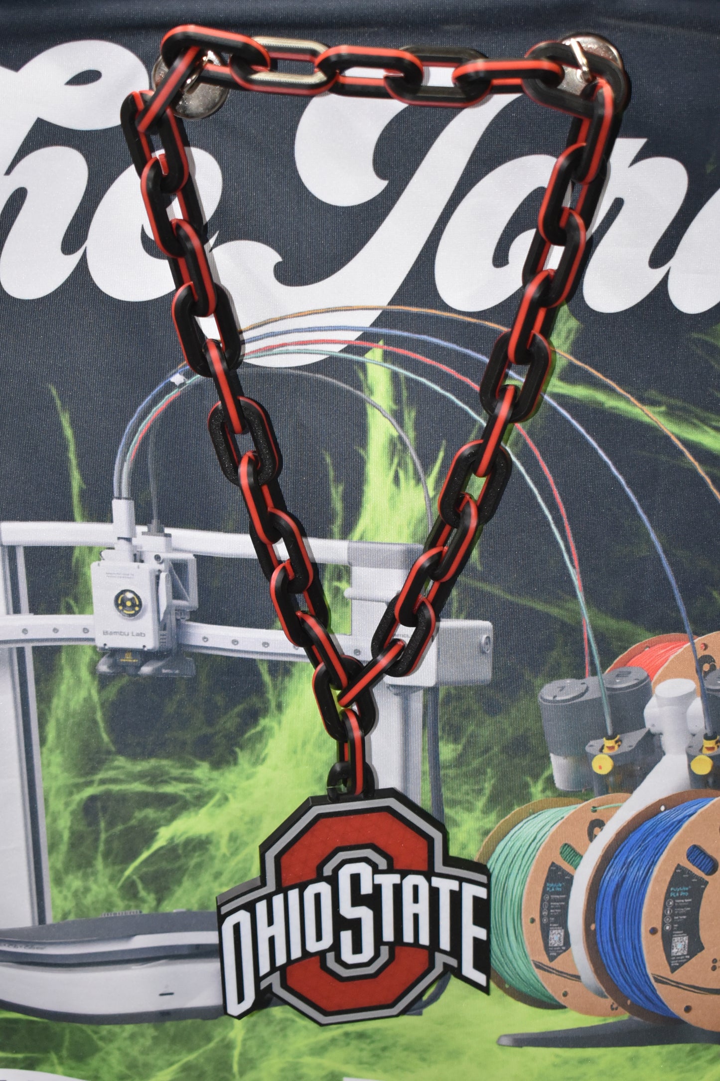 2 Foot OHIO STATE Chain! Custom 3D printed Oversized OSU Fan Chain!