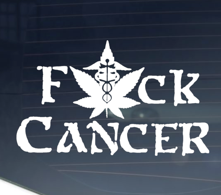 "F Cancer" Vinyl Sticker Marijuana Cannabis CNC cut Decal Vinyl Sticker -Pic from multiple colors! O651
