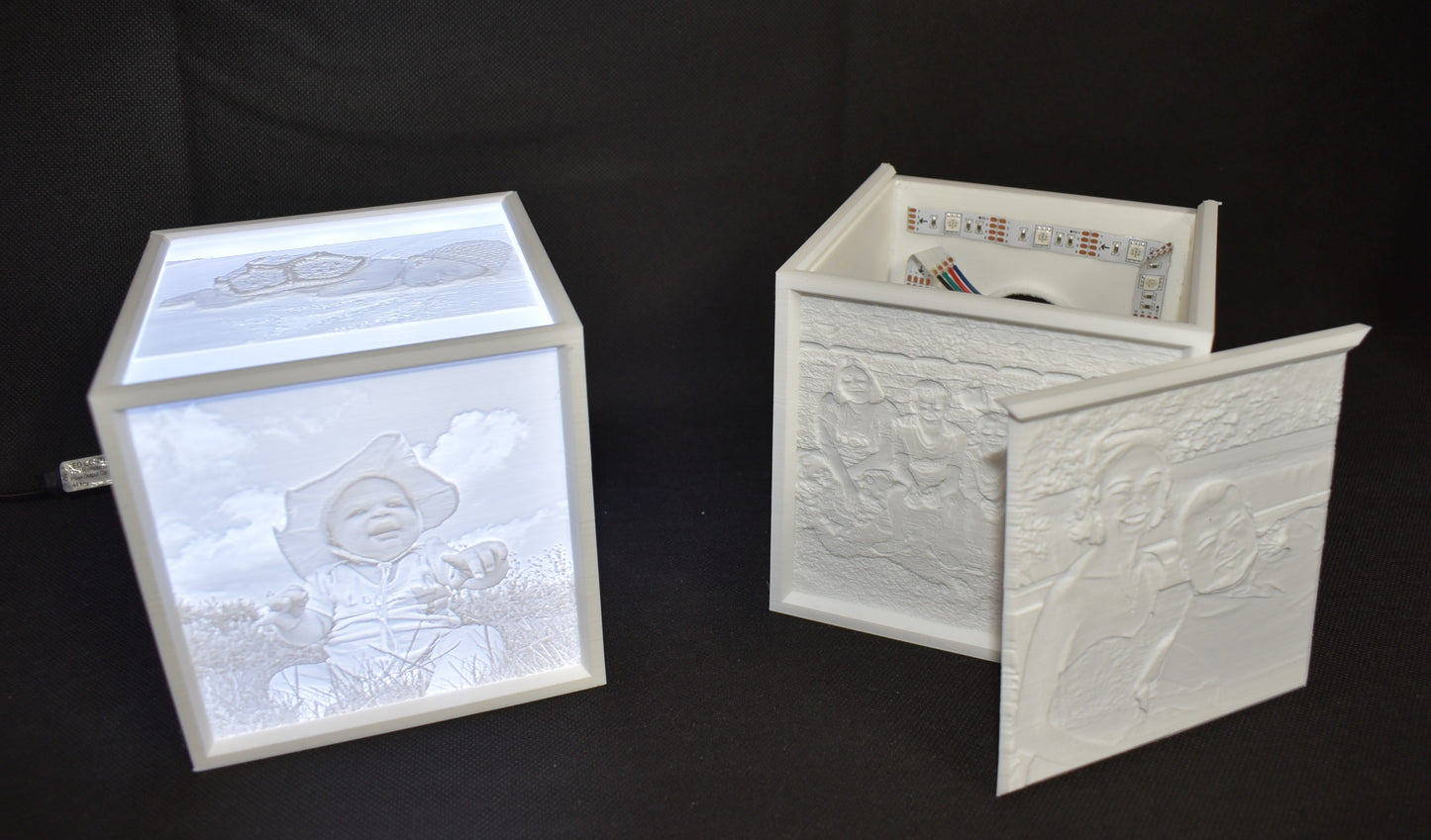 Lithophane Picture Light Box w/ Govee RGBIC LEDs (Phone App) (3d printed PLA+)