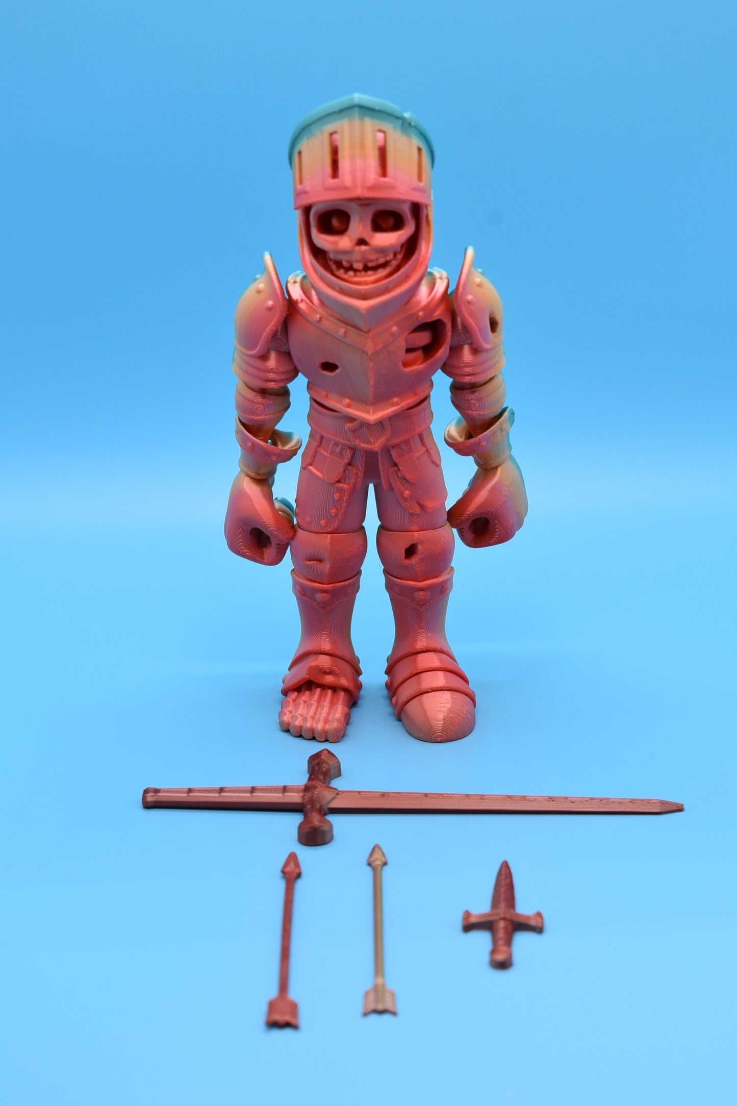 Flexi Knight Skeleton with Sword, Dagger, arrows, and Movable Visor!
