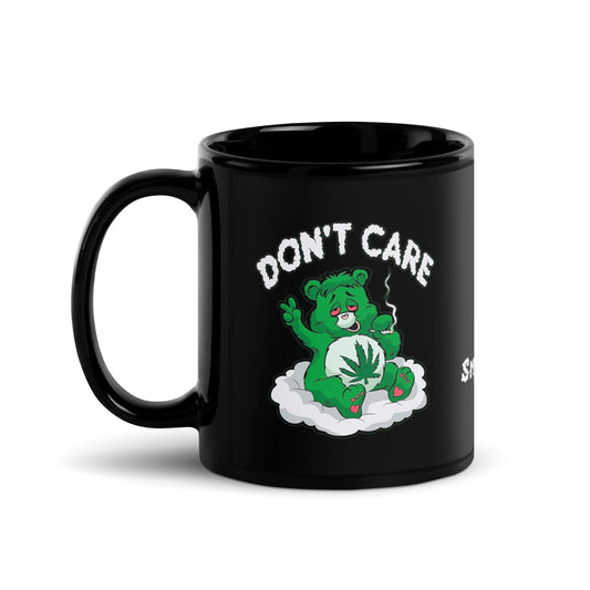 Don't Care Black Glossy Mug