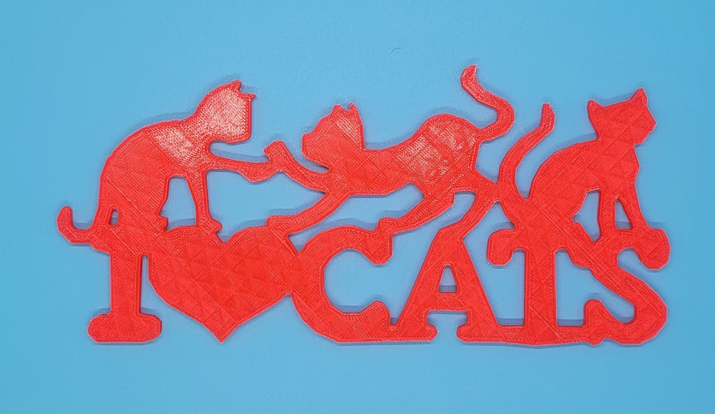 I LOVE CATS - 3D printed sign