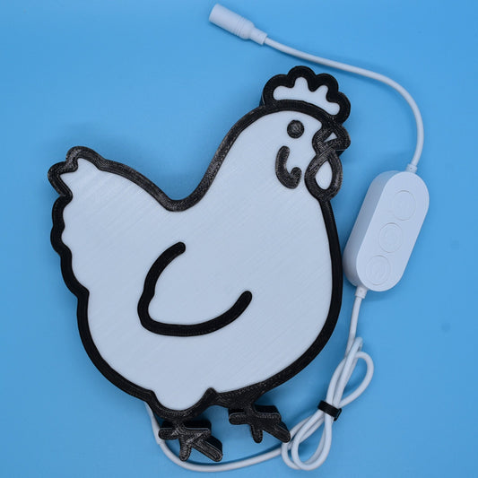 Chicken Sign w/ Govee RGBIC LEDs (Phone App) (3d printed PLA+) ~ MadeForItFarm ~