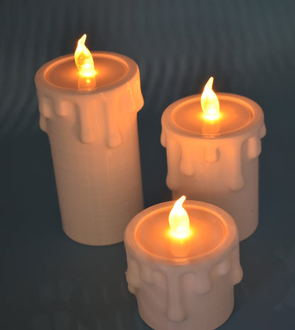 Candles With LED Lights (Set Of 3) - Desk Decoration