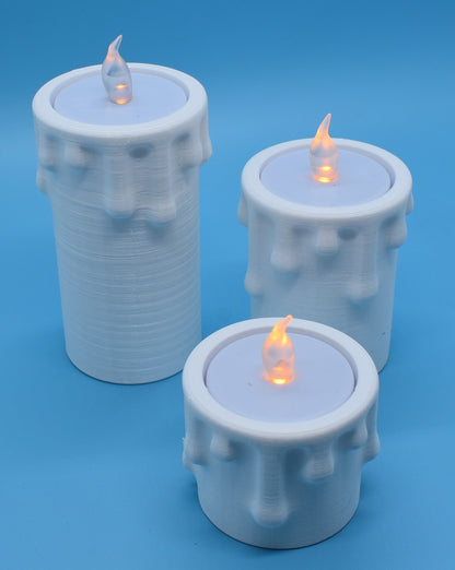 Candles With LED Lights (Set Of 3) - Desk Decoration