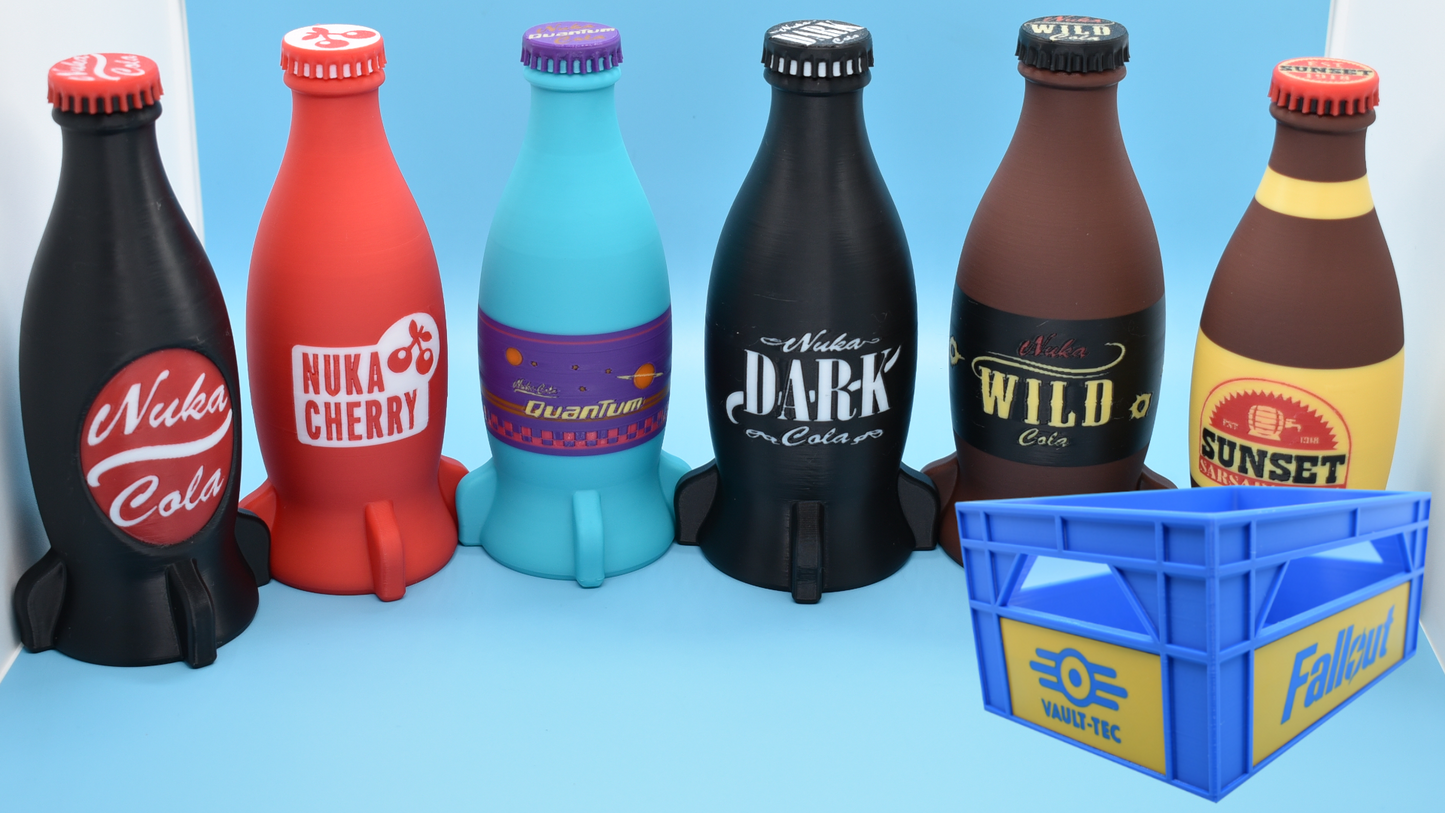 Nuka Cosplay Cola Bottles and Crate - Cosplay Prop (3D - printed) FULL SET