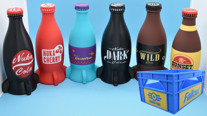 Nuka Cosplay Cola Bottles and Crate - Cosplay Prop (3D - printed) FULL SET