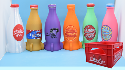 Nuka Cosplay Cola Bottles and Crate - Cosplay Prop (3D - printed) SET2