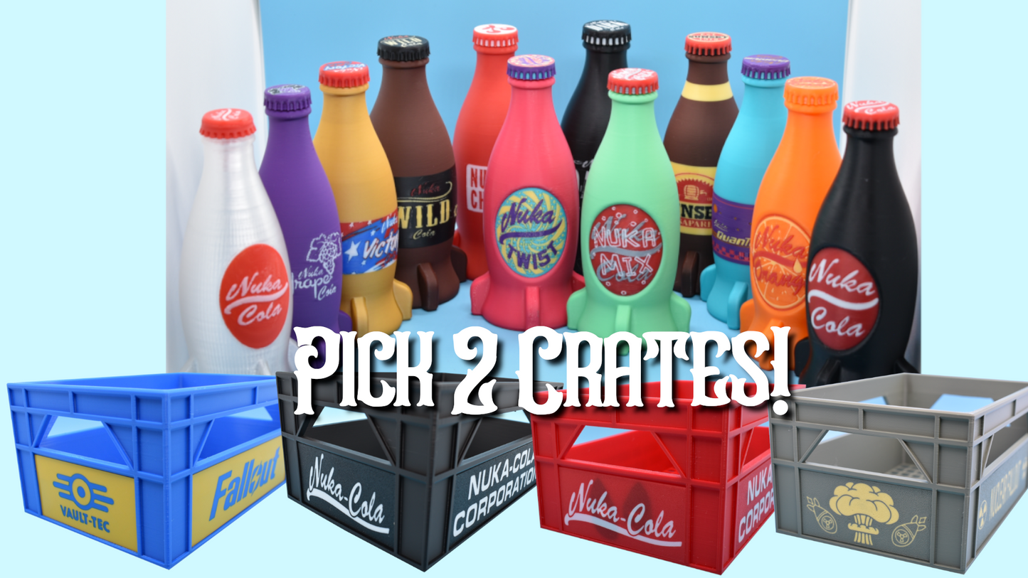 Nuka Cosplay Cola Bottles and Crate - Cosplay Prop (3D - printed) FULL SET