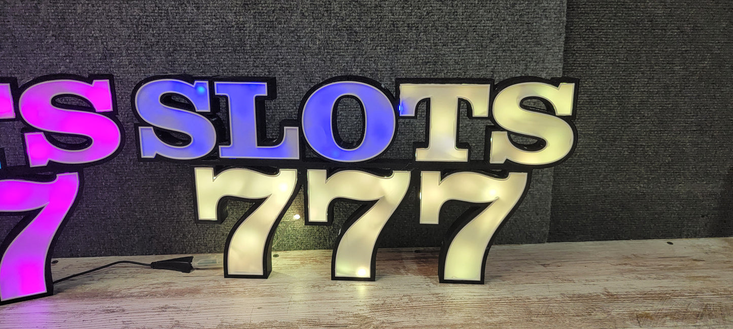 Slots 777 3-D Printed LED Sign with Remote/App Support
