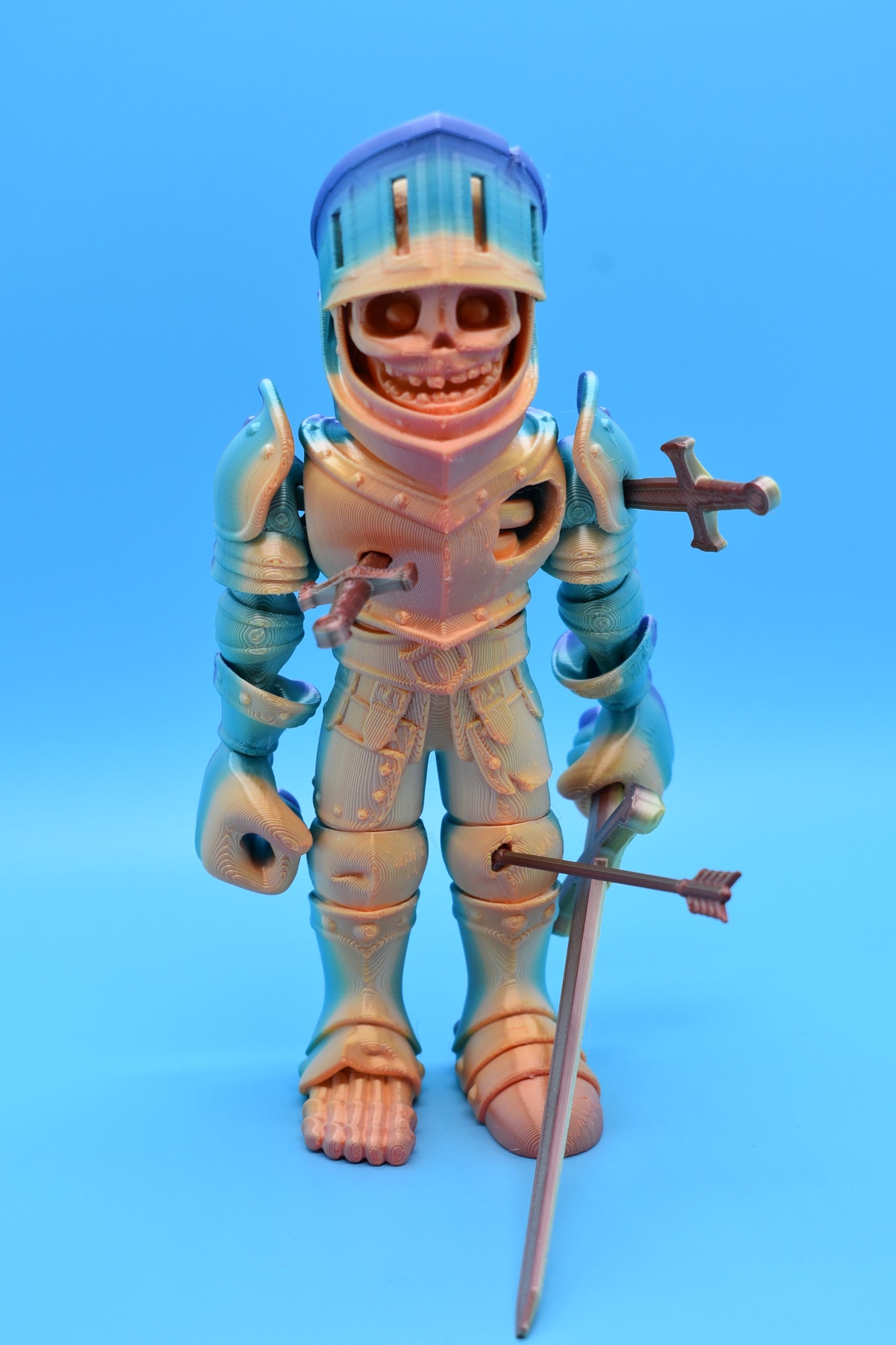 Flexi Knight Skeleton with Sword, Dagger, arrows, and Movable Visor!